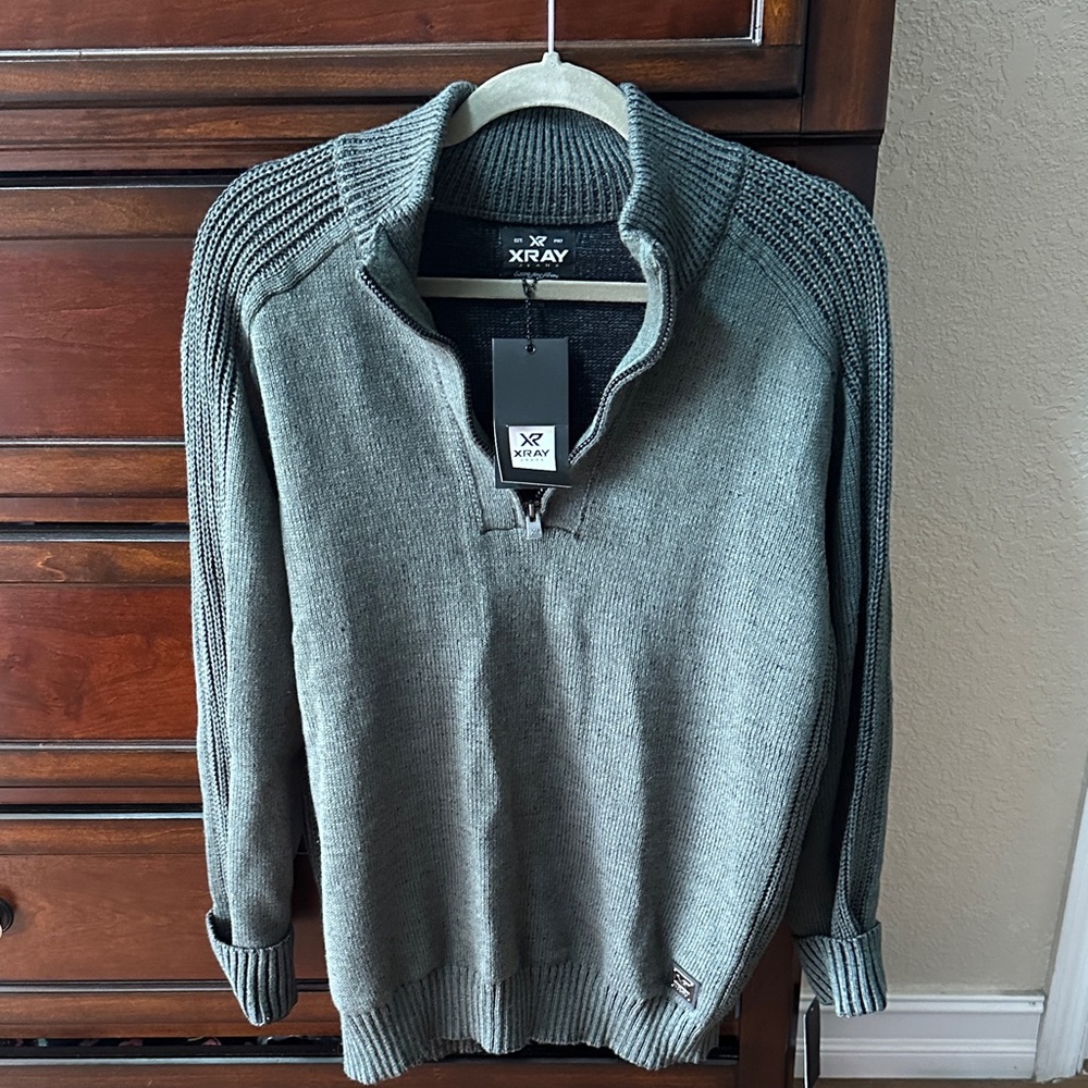 Xray Men's Gray Zip-Up Sweater